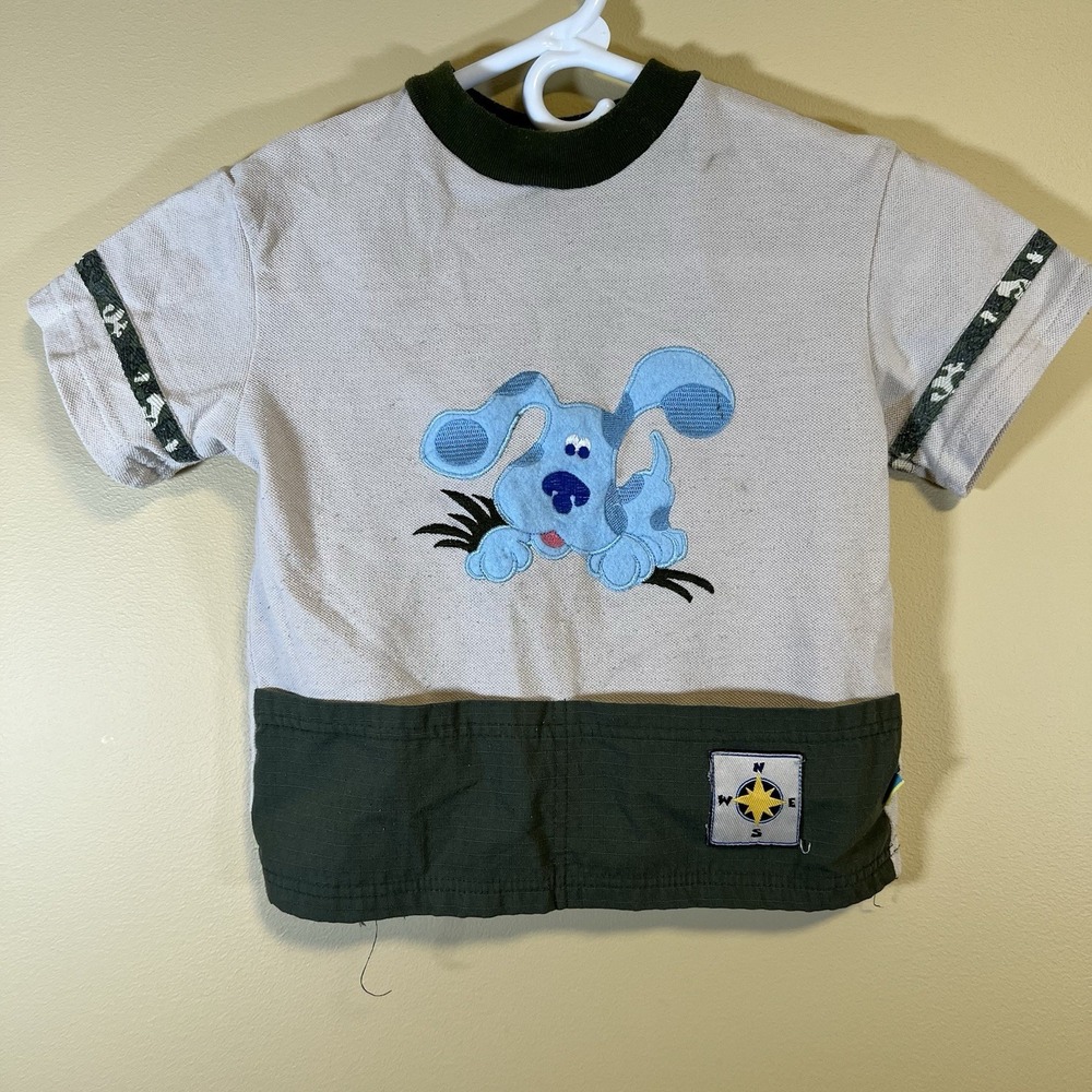 Vtg Blues Clues Shirt Toddler Size 4T Embroidered Shirt Sleeve Pockets 90s